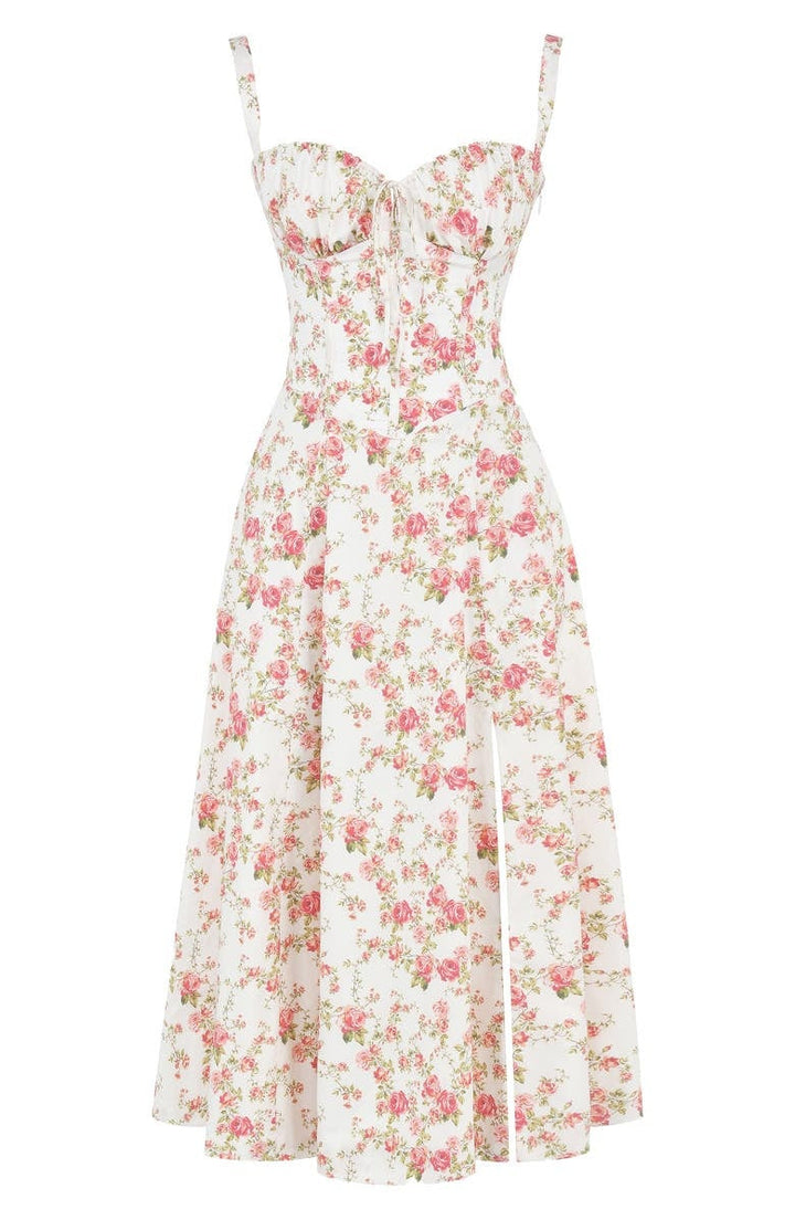 Floral Bustier Midriff Taille Shaper Kleid