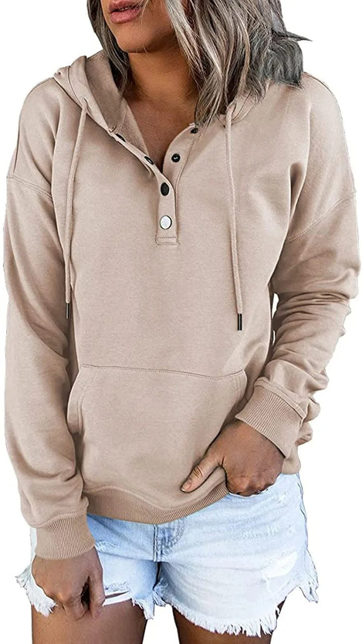 HANIA | Wolle Hoodie mit Knopf für Damen