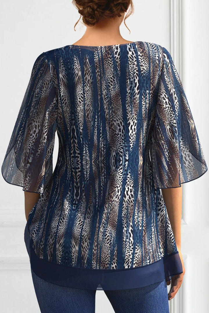 Magdalena – Blouse élégante en chiffon avec imprimé animalier