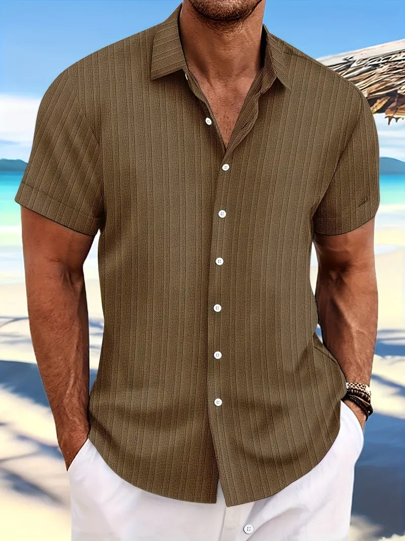 Herren Sommerhemd mit Knopfleiste – Kurzarm Freizeithemd mit Kragen für Urlaub, Strand & Alltag