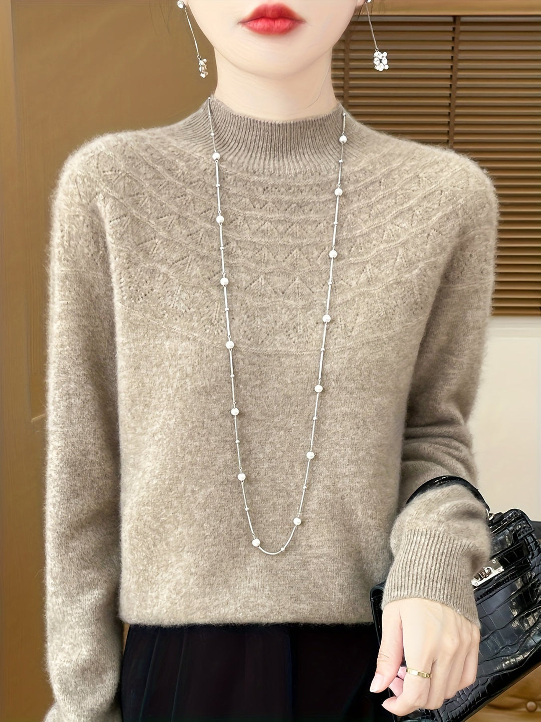 Ausschnitt Wollstrickpullover Pullover Damen | Für den Alltag