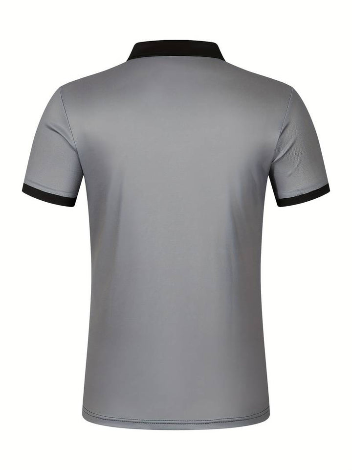 Polo homme à rayures – Chemise à manches courtes avec patte de boutonnage et col contrasté