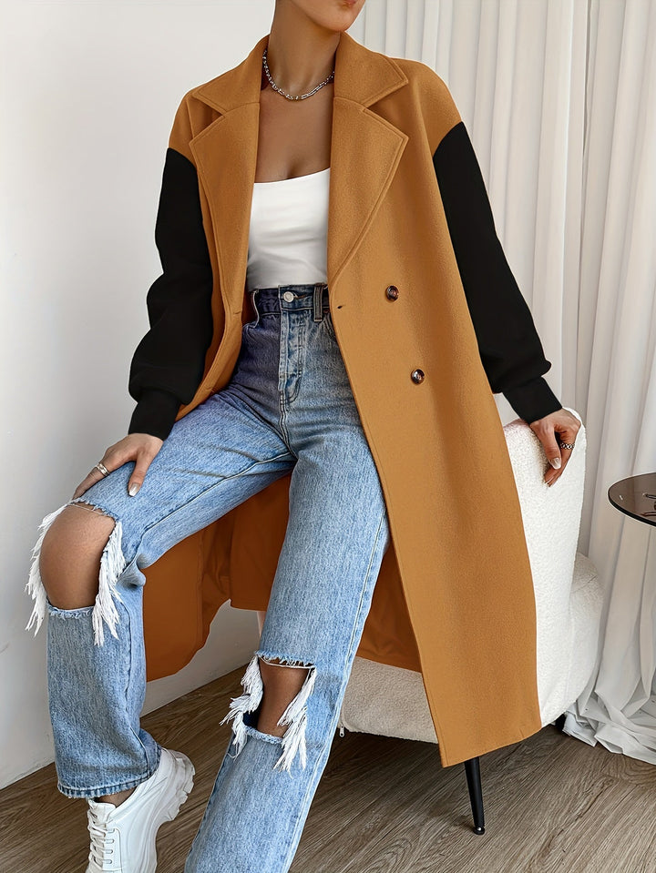 Trench elegante con dettaglio cintura e design antivento di media lunghezza per donna | Ideale per l'autunno