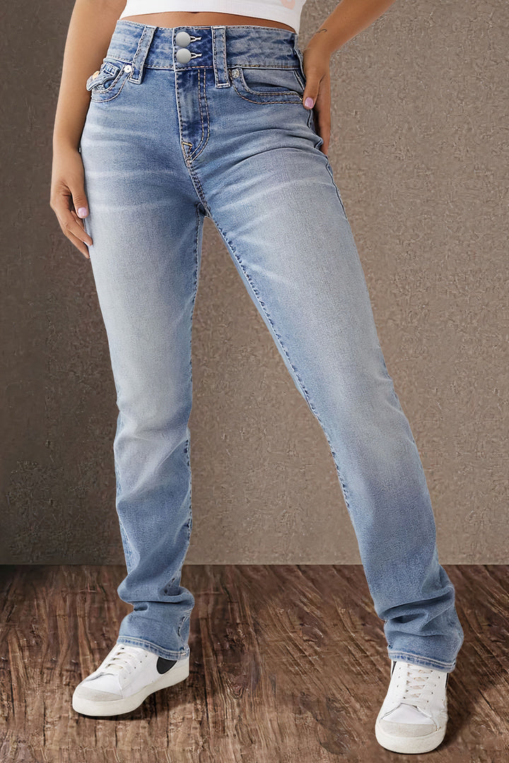 Kalyps - Jeans - Classique - Denim bleu clair, design polyvalent - adapté au quotidien pour femmes