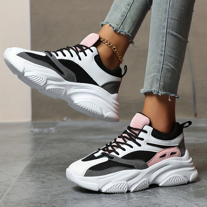 Stylische dicke Sohle mit Stoßdämpfung, Chunky-Sneaker für Damen | Perfekt für den Alltag