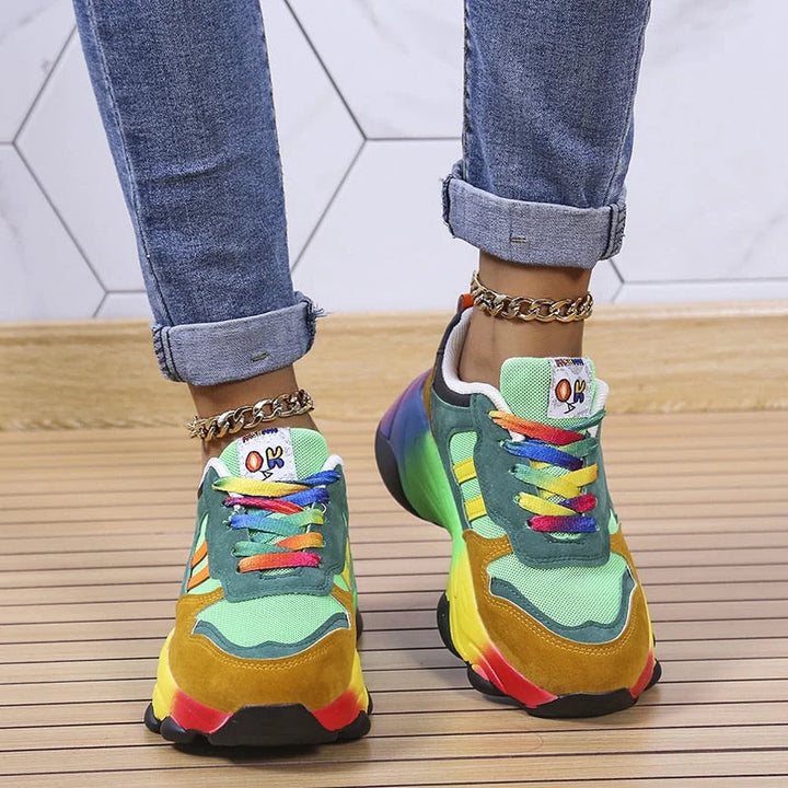 Amber - Baskets colorées avec design arc-en-ciel pour femmes