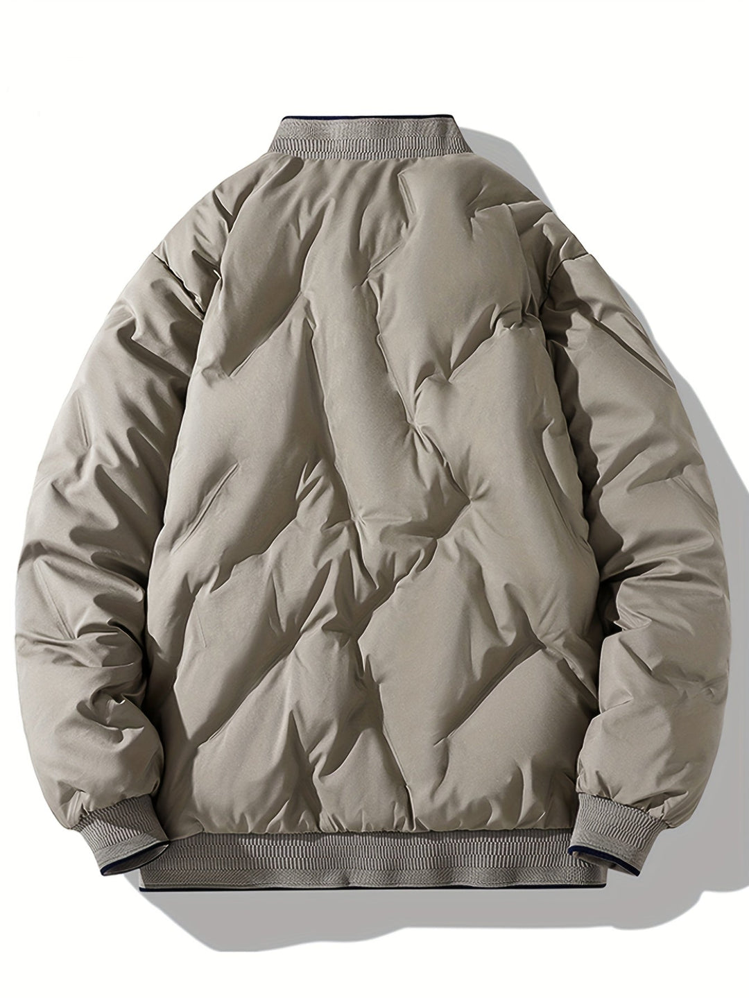 Veste d'hiver chaude à col baseball avec fermeture éclair, polaire unie avec poches pour hommes | Parfait pour les activités de plein air