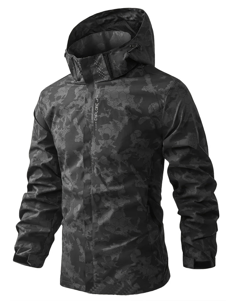 Coupe-vent à capuche motif camouflage chaud pour le printemps pour hommes | Parfait pour les activités de plein air au printemps