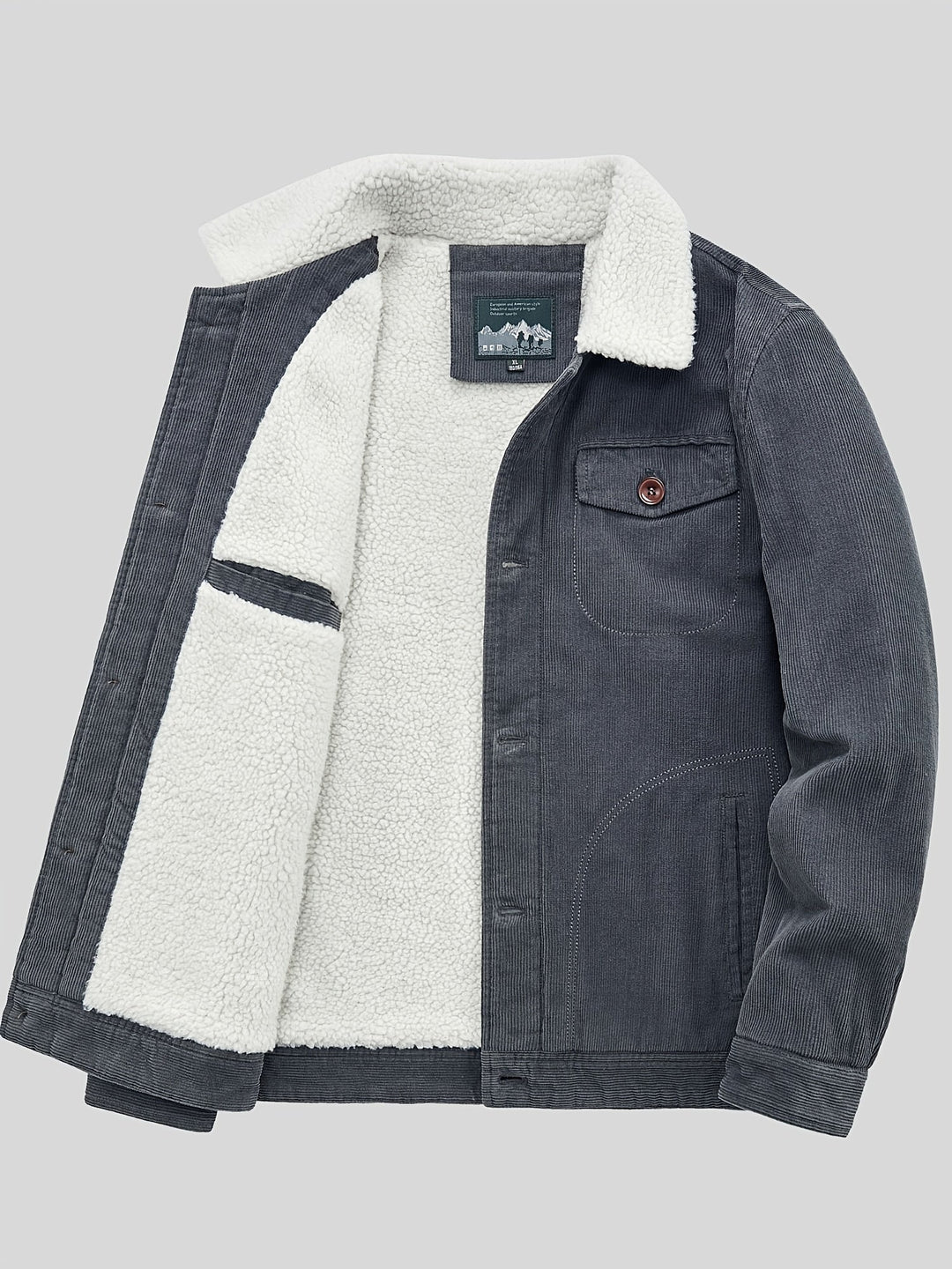 Veste d'extérieur légère en polaire chaude avec boutons et poche poitrine pour hommes | Parfait pour les activités de plein air