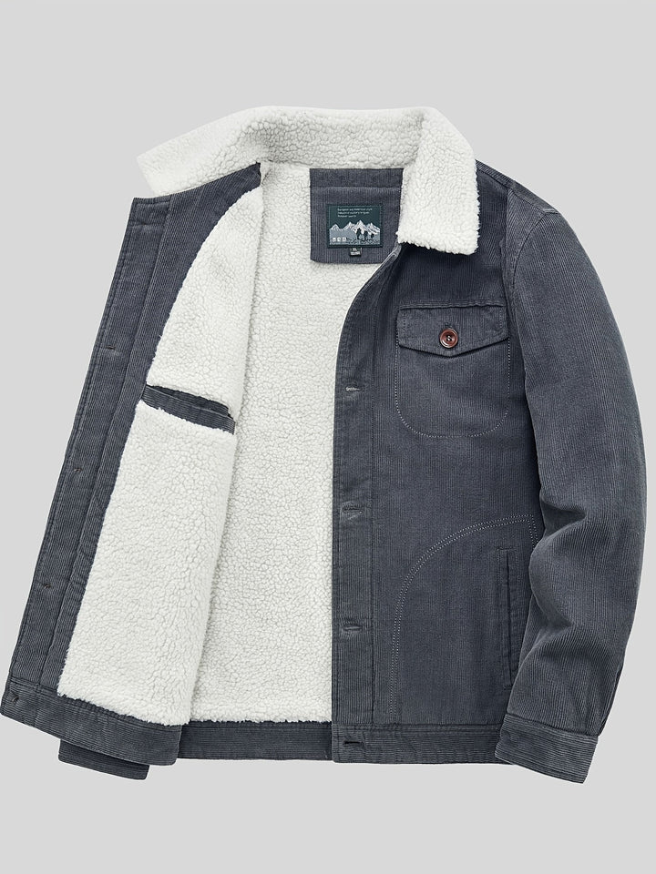 Veste d'extérieur légère en polaire chaude avec boutons et poche poitrine pour hommes | Parfait pour les activités de plein air