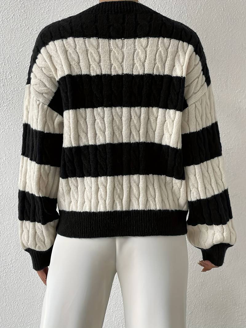 Leota - Pull rayé avec col en V automne/hiver