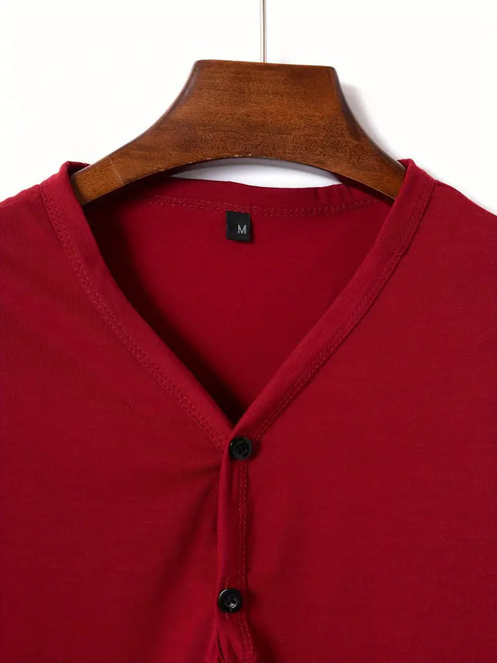 Herren T-Shirt mit V-Ausschnitt & Knopfleiste – Slim Fit Kurzarmshirt für Sommer, Freizeit & Streetstyle