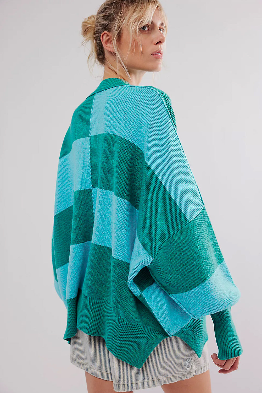 Klassischer Übergröße Strickpullover Mit Karomuster Für Frauen