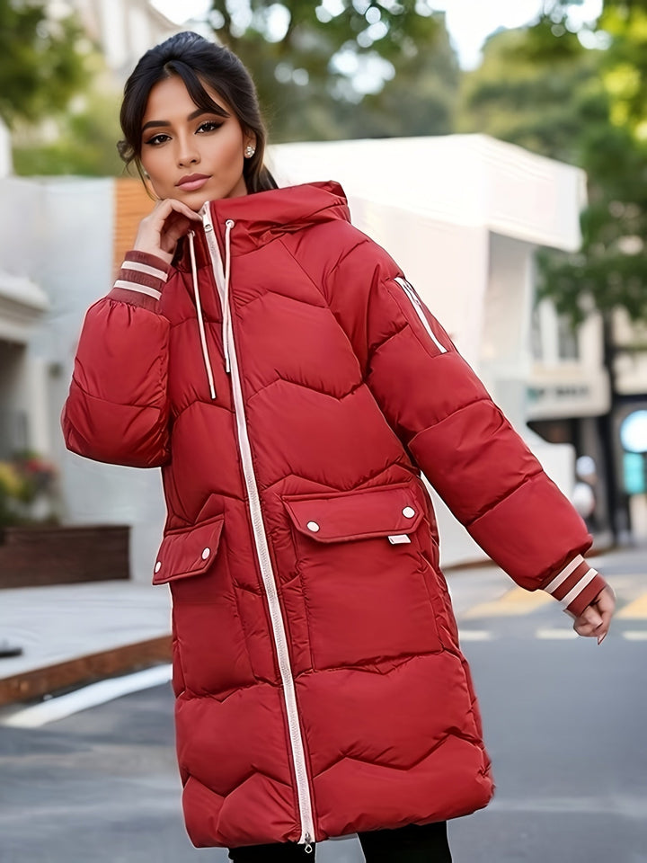 Modische warme Puffer-Winterjacke mit Kapuze für Damen | Perfekt für Winter