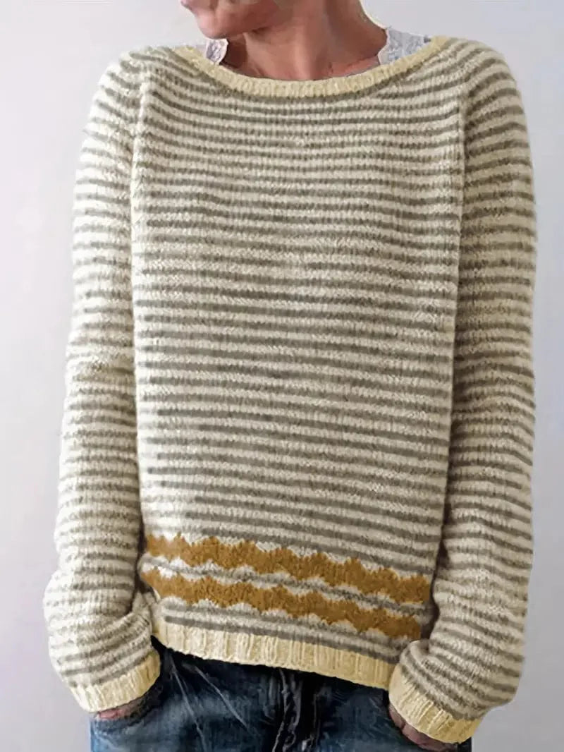 Camel - Striped Sweater