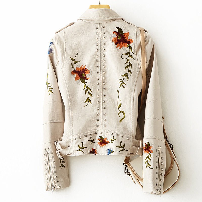 Canovi - Veste en cuir pour femmes avec accent clouté et motif floral