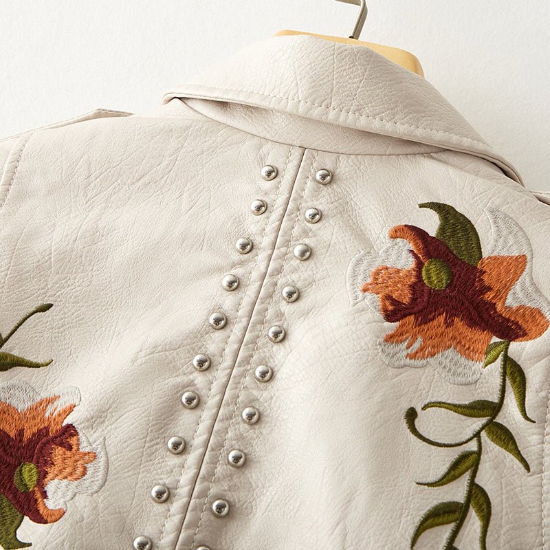 Canovi - Veste en cuir pour femmes avec accent clouté et motif floral