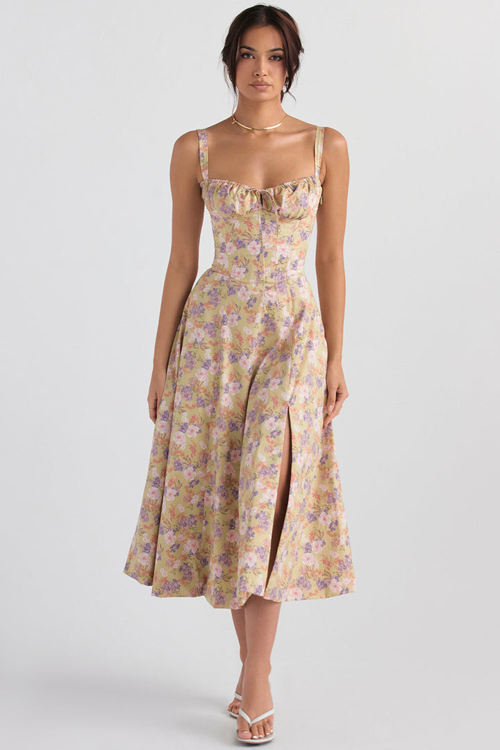 Floral Bustier Midriff Taille Shaper Kleid