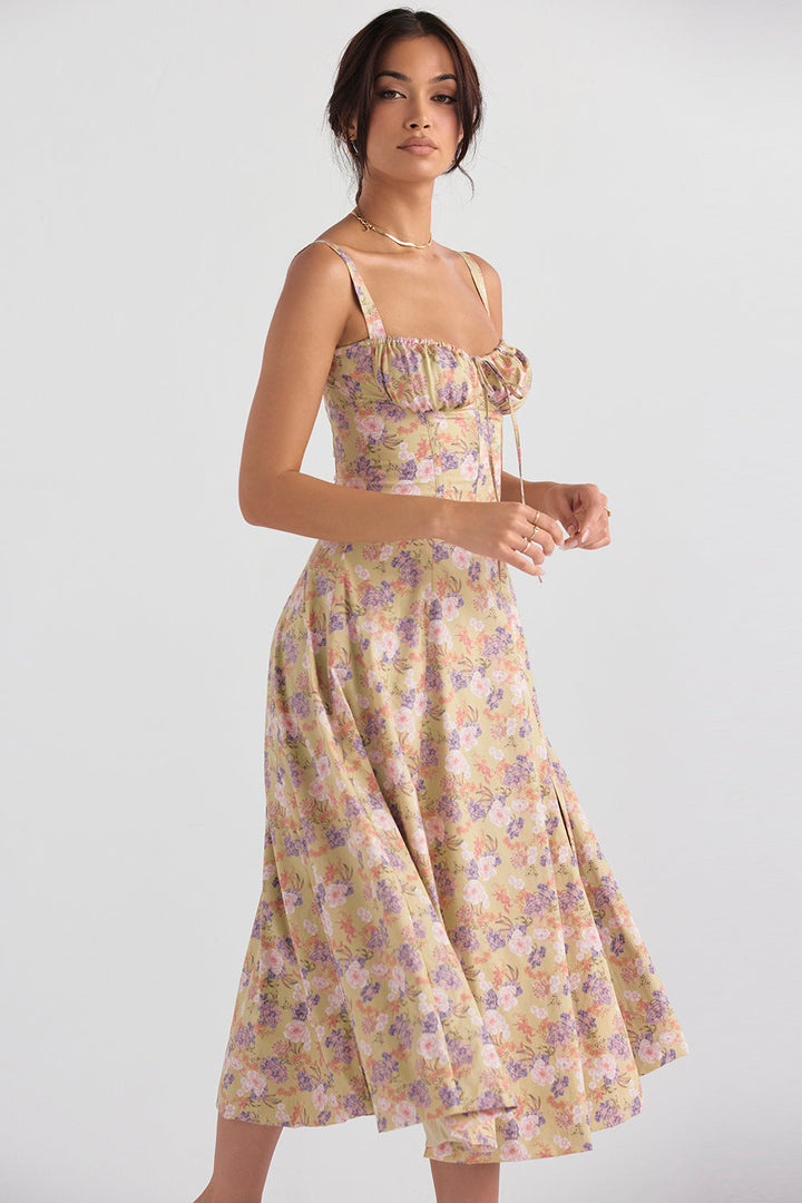 Floral Bustier Midriff Taille Shaper Kleid
