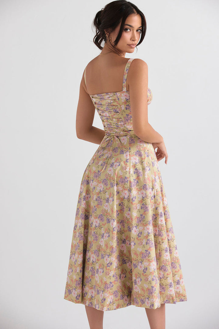 Floral Bustier Midriff Taille Shaper Kleid