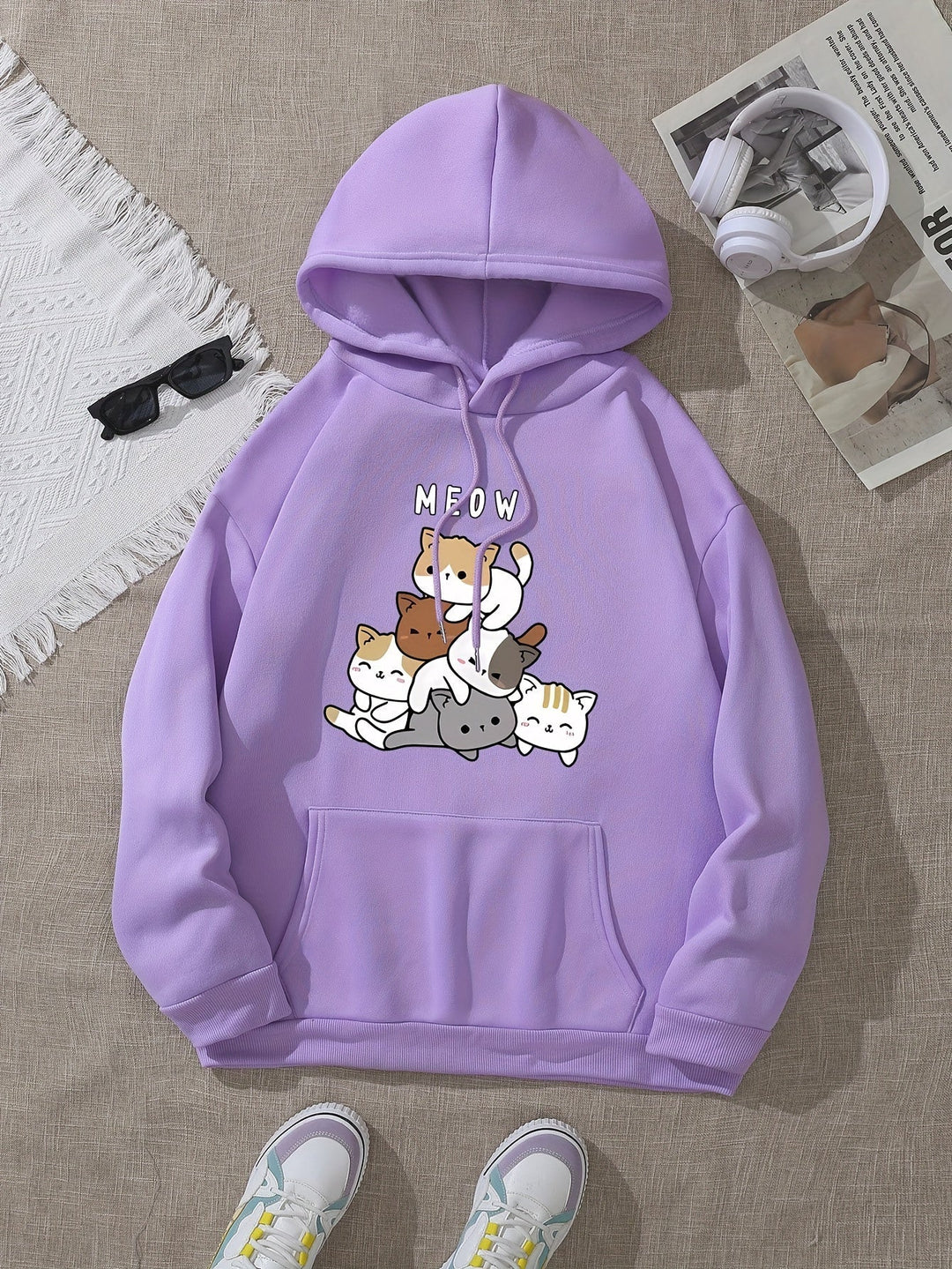 Lässiger Fleece Pullover Hoodie mit Vintage Backprint für Damen | Perfekt für Lässige Tage