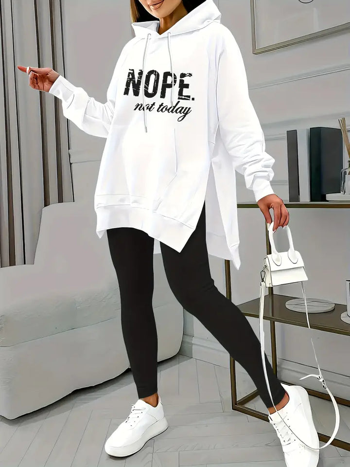 Street-Chic-Set aus Kapuzenpullover und Leggings mit Buchstaben-Print