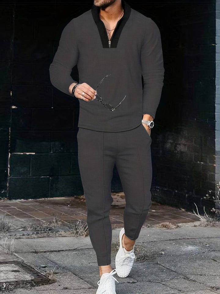 Ensemble pour homme en deux pièces – Ensemble de loisirs et survêtement d'entraînement à col montant à la mode