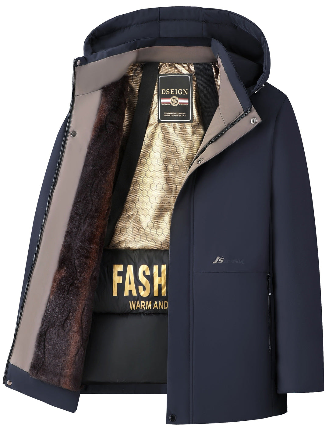 Mose - Manteau d'hiver matelassé pour hommes avec capuche - Veste chaude avec fermeture éclair et poches