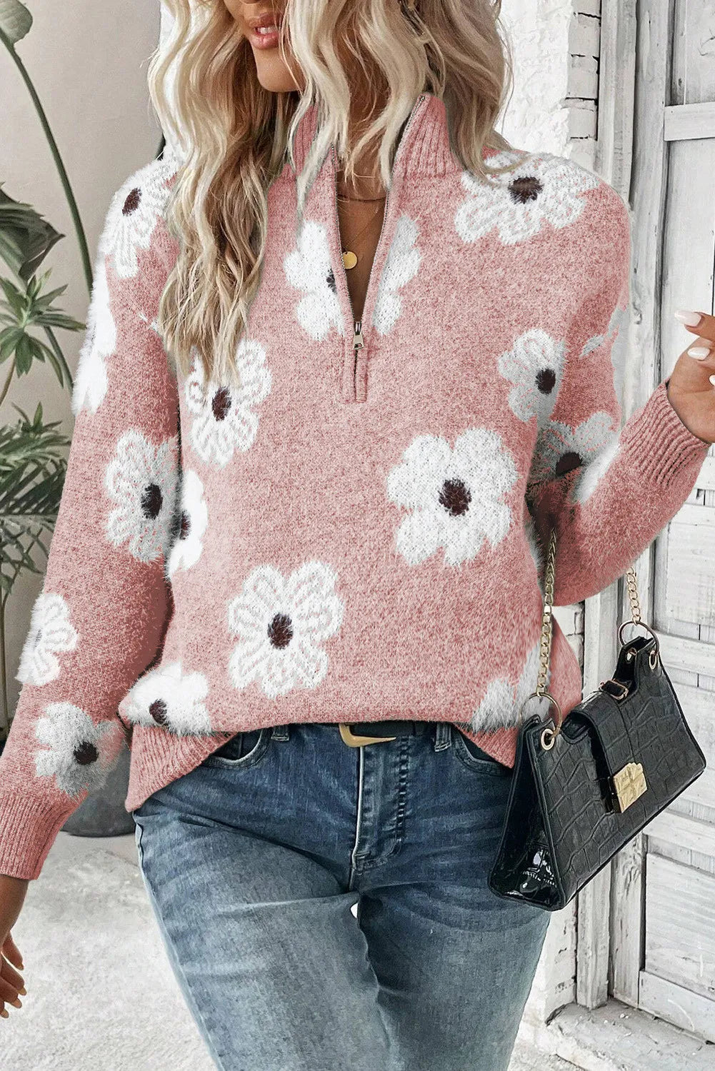 ASHLEY | Pull en maille à fleurs pour femmes