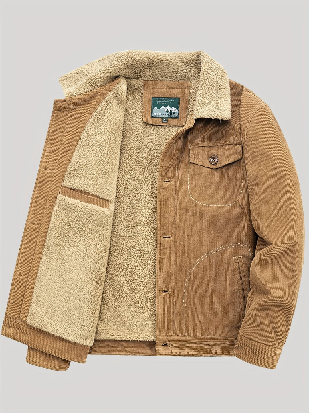 Veste d'extérieur légère en polaire chaude avec boutons et poche poitrine pour hommes | Parfait pour les activités de plein air
