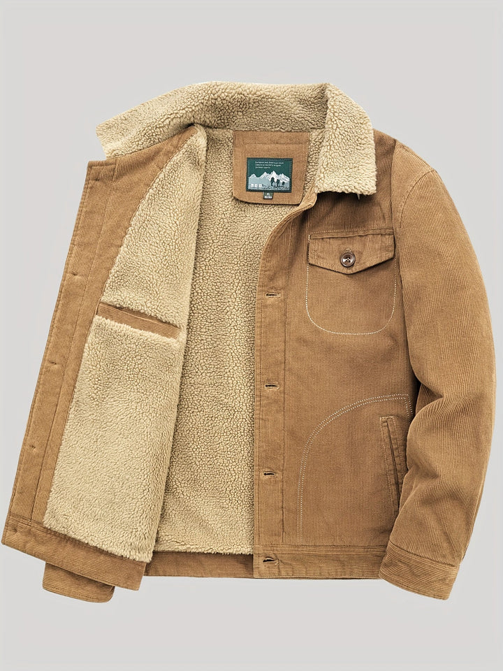 Veste d'extérieur légère en polaire chaude avec boutons et poche poitrine pour hommes | Parfait pour les activités de plein air
