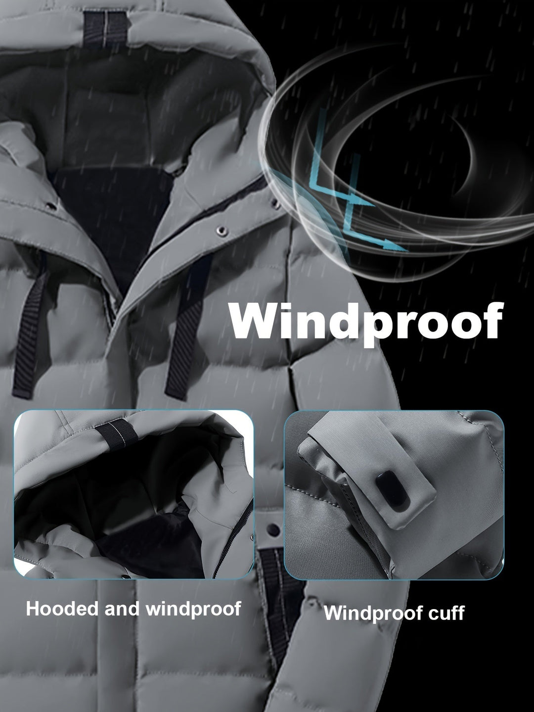 Casual hooded cotton material with large pocket and drawstring winter jacket for men | Perfect for outdoor activities