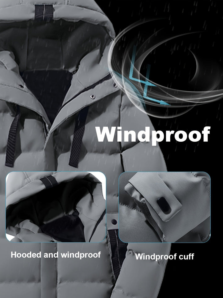 Casual hooded cotton material with large pocket and drawstring winter jacket for men | Perfect for outdoor activities