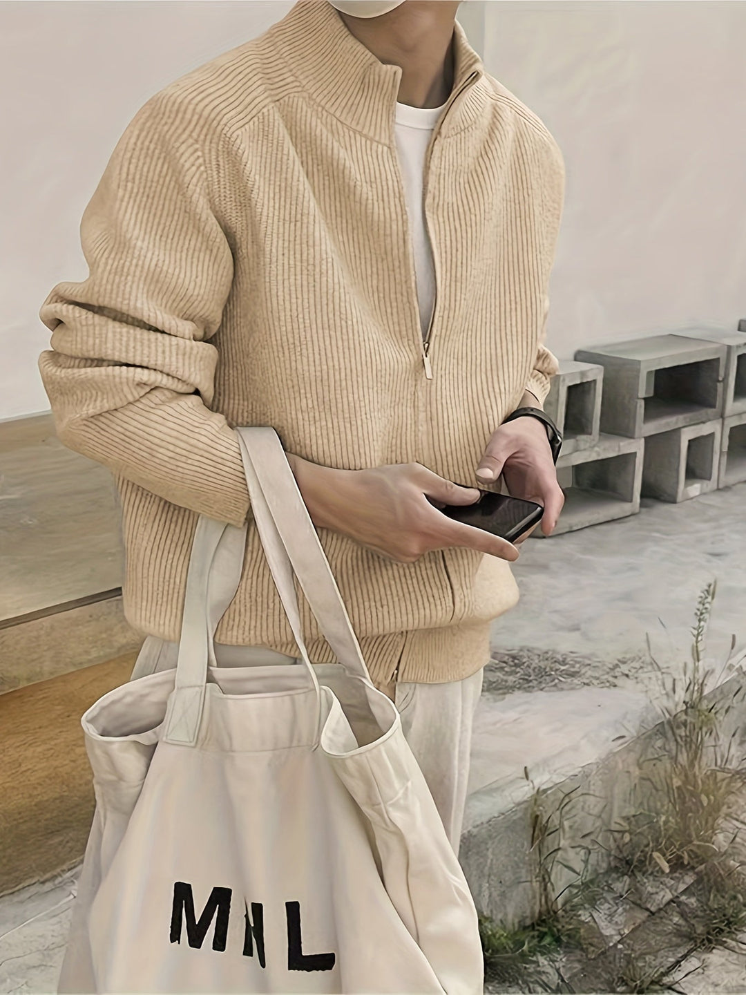 Eddy - Pull homme cardigan en tricot avec fermeture éclair