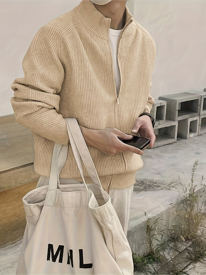 Eddy - Pull homme cardigan en tricot avec fermeture éclair