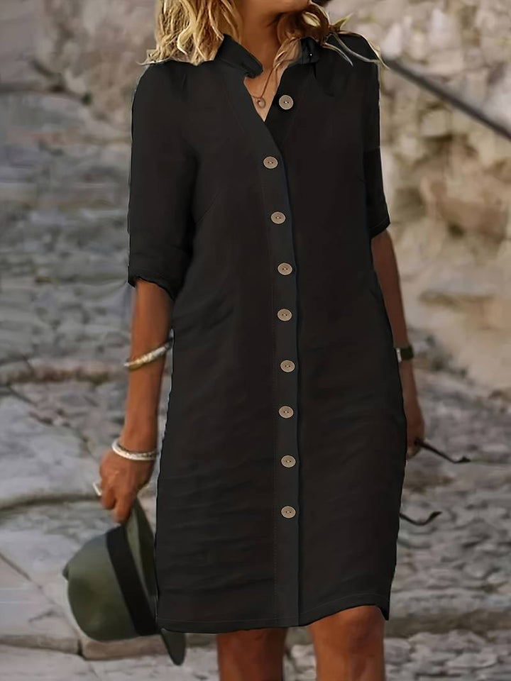 Abito camicia da donna con abbottonatura – Abito casual ampio per estate, vacanze e look da città