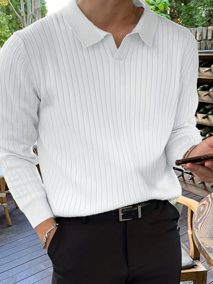 Stylisches Chic Strick-Shirt V-Ausschnitt Baumwolle Fleece Sweatshirt für Männer | Perfekt für lässige Tage