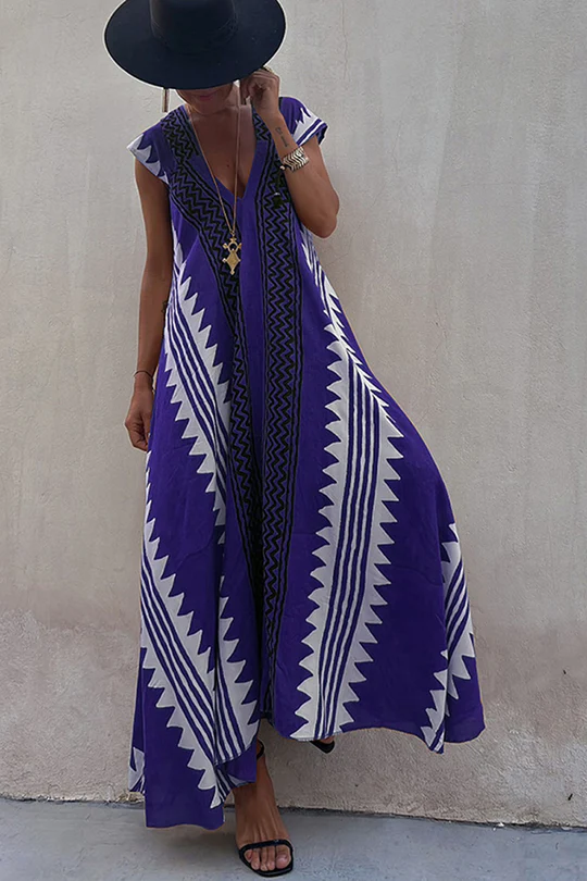 ISA - Robe maxi à imprimé ethnique (en 7 couleurs)