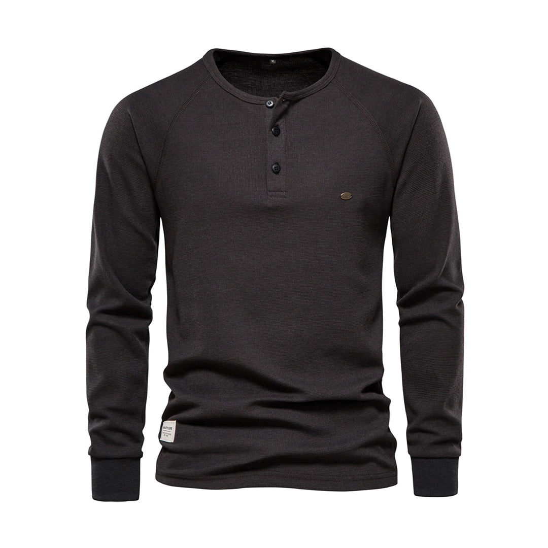Herren Henley Langarmshirt mit Knopfleiste – Bequemes Freizeitshirt mit Rundhals für Alltag, Layering & Streetstyle