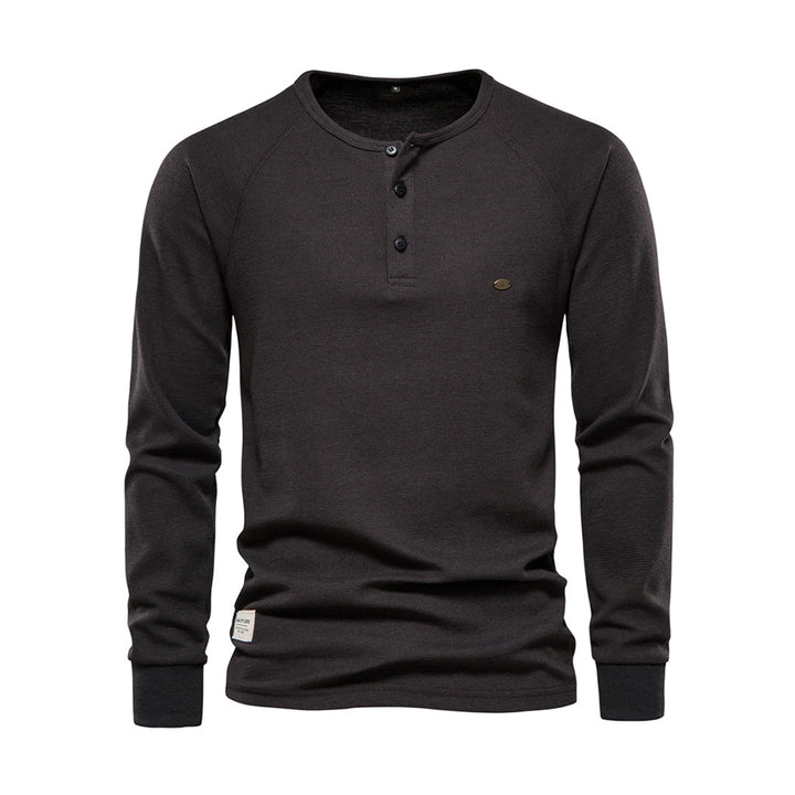 Herren Henley Langarmshirt mit Knopfleiste – Bequemes Freizeitshirt mit Rundhals für Alltag, Layering & Streetstyle