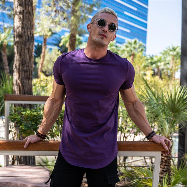 T-shirt homme ajusté avec col rond – T-shirt slim fit pour fitness, loisirs et été