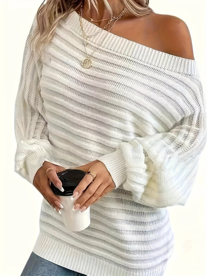 Ausschnitt Schulterfreier Wollpullover mit bequemem Design Pullover Damen | Perfekt für lässige Tage