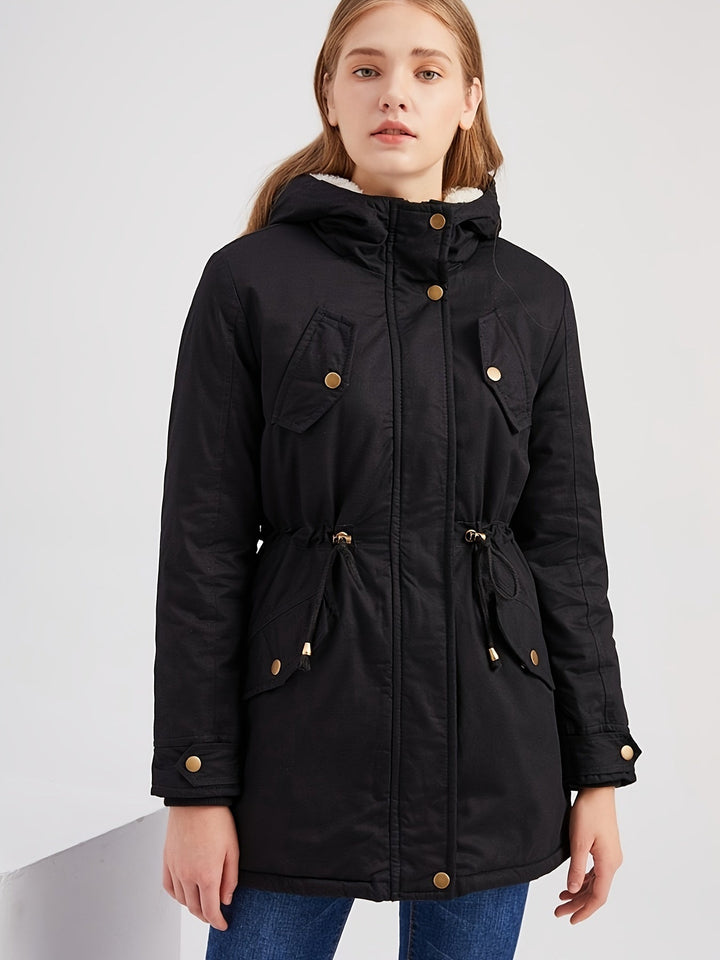 Lässige halblange warme Fleece-Winterjacke für Damen | Perfekt für lässige Tage