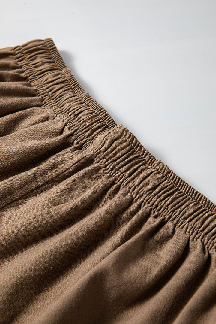 Desert Palm Baumwoll Leinen Weitbein Hose Für Frauen