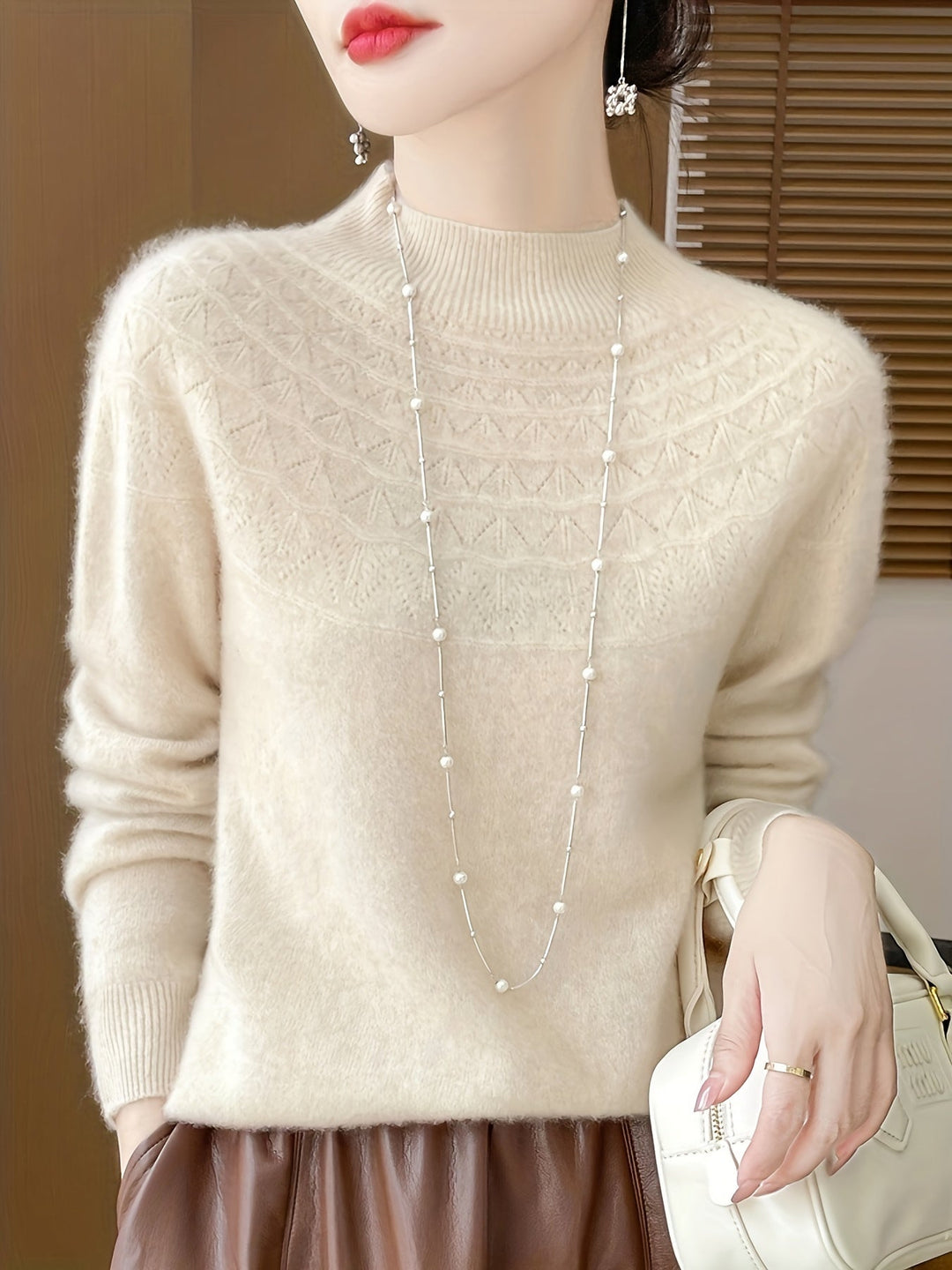 Ausschnitt Wollstrickpullover Pullover Damen | Für den Alltag