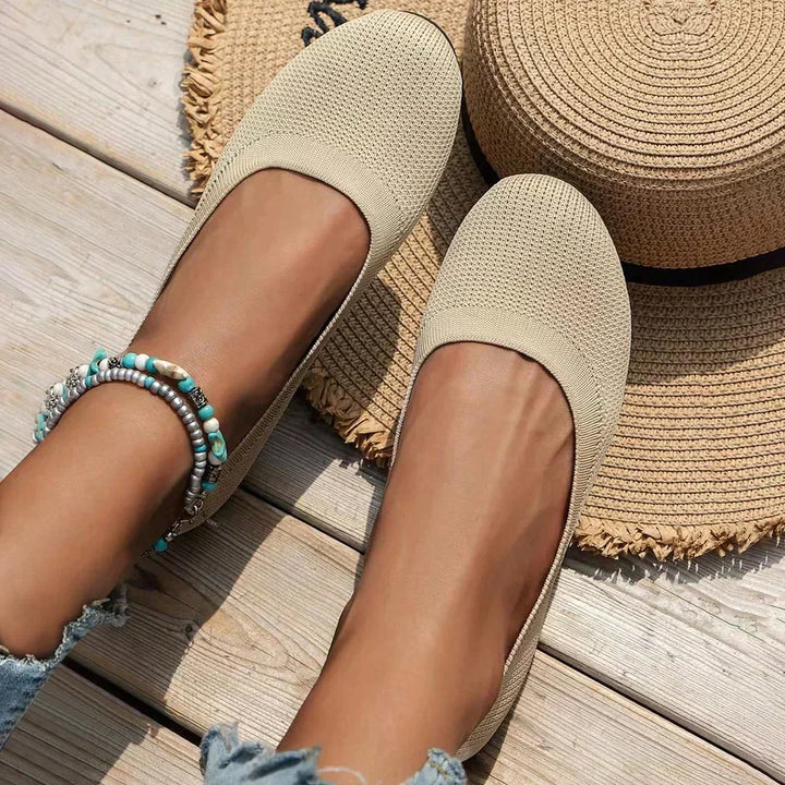 Damen Ballerinas aus Strick – Bequeme Slipper mit runder Spitze & flacher Sohle