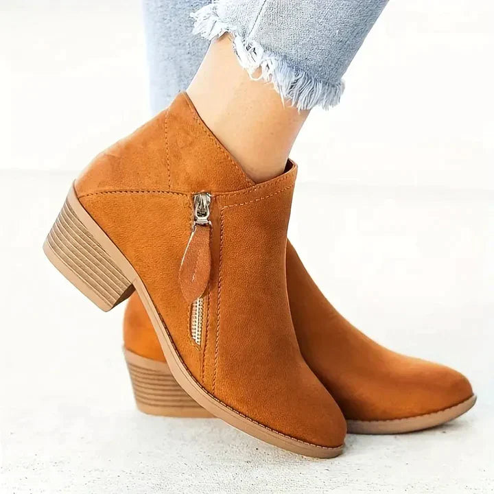 Lässige Wildleder Stiefeletten mit Reißverschluss für Damen | Perfekt für den Alltag