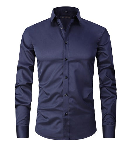 Chemise business slim fit pour hommes avec boutons contrastés – Chemise classique à manches longues pour bureau, occasion & quotidien