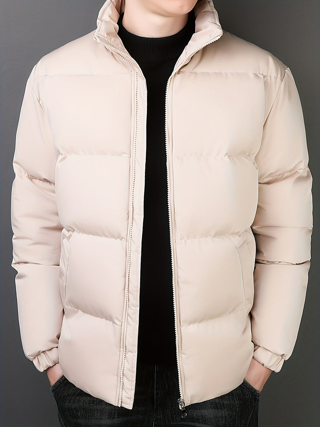 Herren Winter Steppjacke mit Reißverschluss – Gefütterte Winddichte Pufferjacke für kalte Tage