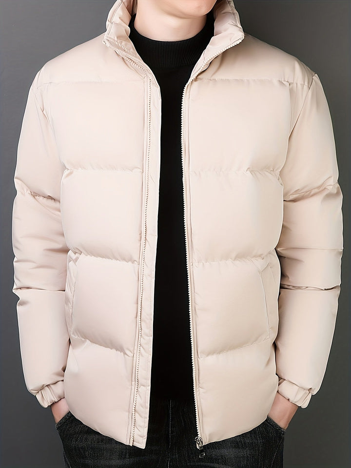 Herren Winter Steppjacke mit Reißverschluss – Gefütterte Winddichte Pufferjacke für kalte Tage